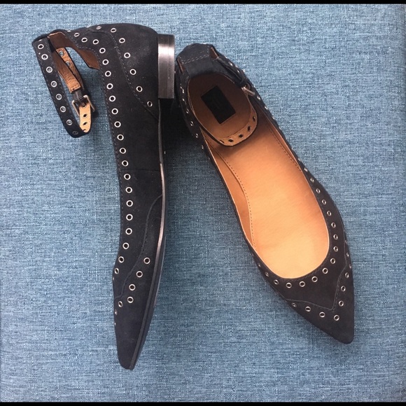 Frye Shoes - Never worn Frye black flats with ankle strap